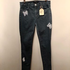 white Butterfly denim jean pants